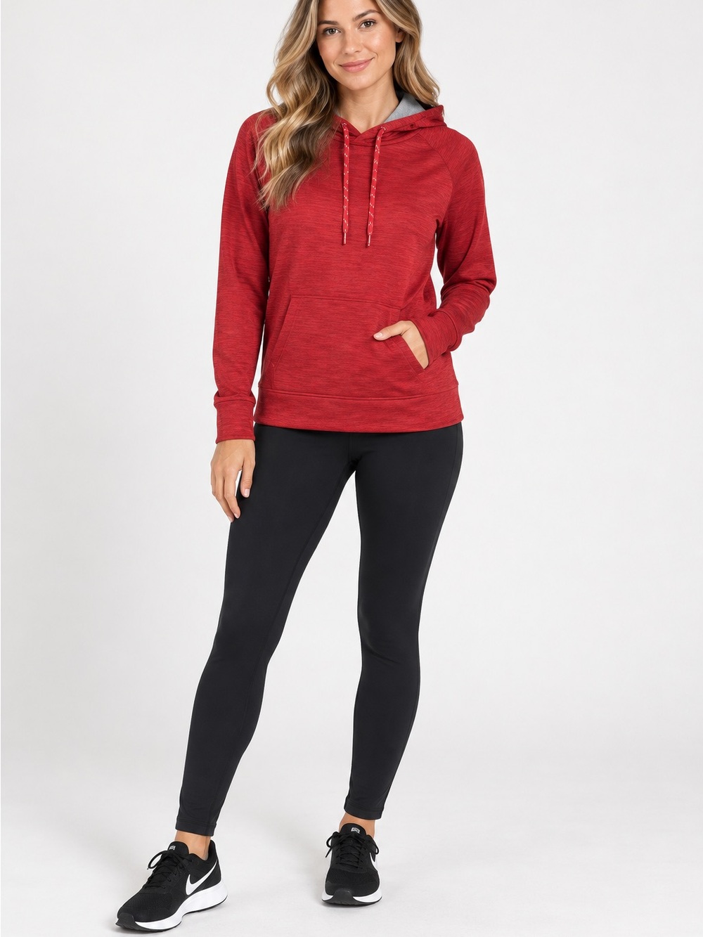 Holloway Heathered Red Pullover Hoodie Size Small